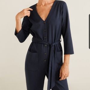 Striped long jumpsuit